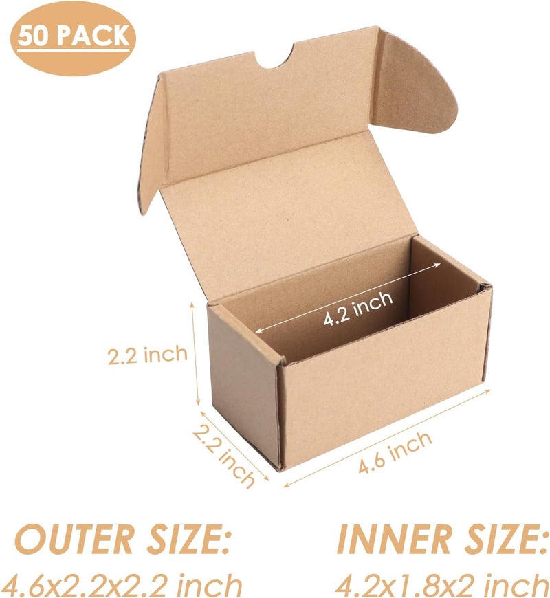 PHAREGE 4.6x2.2x2.2 inch Shipping Boxes Bulk 50 Pack Brown, Tab Lock Tuck Top Mailer Boxes for Packaging Small Business, Small Cardboard Gift Boxes for Wrapping Mailing Present - Image 2
